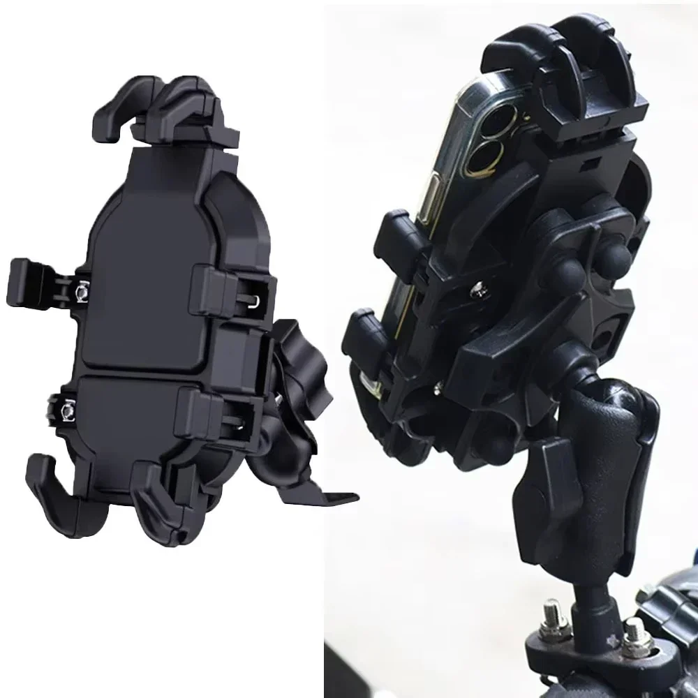 Mobile Phone Holder With Shock Absorber Module Adjustable at Any Angle for Motorcycle Scooter ATV Bike Cell Phone Bracket