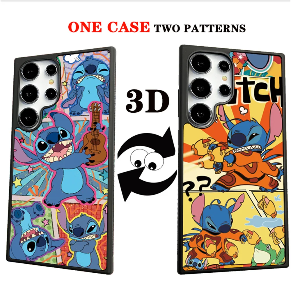 Cute Stitch Image 3D Changing Visual Phone Case For Samsung Galaxy S25 S24 S23 S22 Ultra Plus Cover