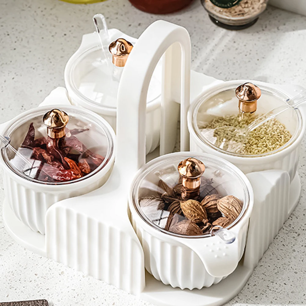 

1 set Seasoning Box Storage Holder Seasoning Organizer HIPS Material Box Clean Serving Salt Holder Spoons Gifts