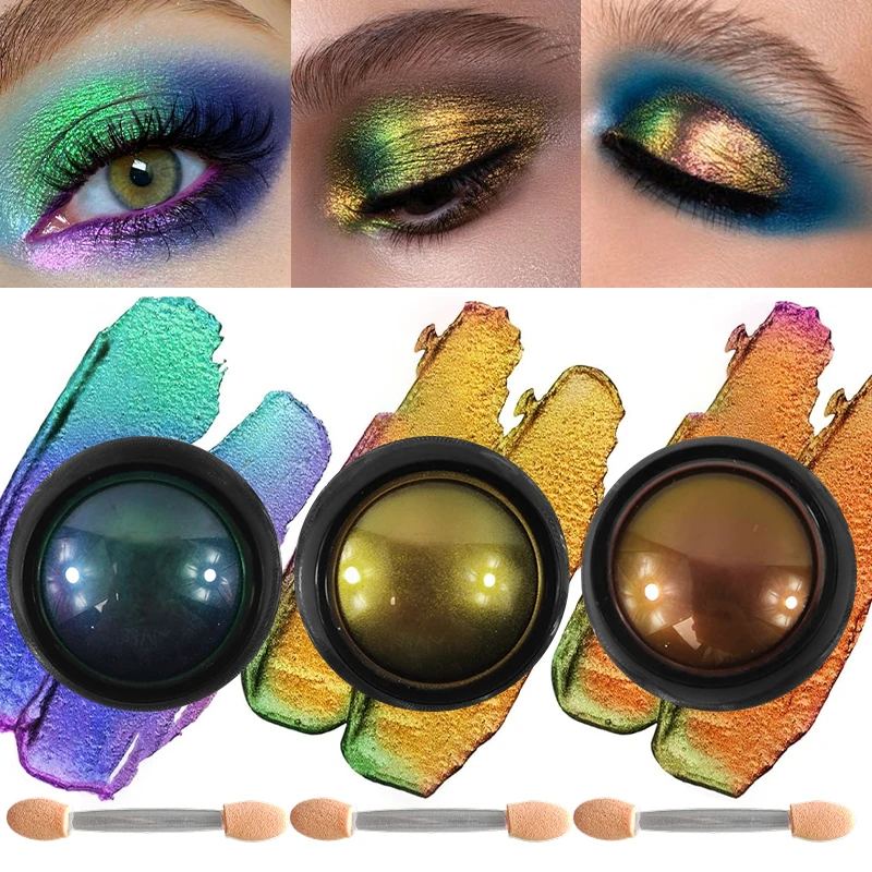 Poudre de fard à paupières caméléon Super optique, couleur chromée scintillante dégradée hautement pigmentée, finition métallique polarisée irisée