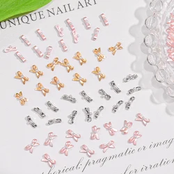 10pcs Ballet Dancing Shoes Bow Nails Charm Luxury Alloy Bow Tie Girl Girl Bowknot Nail Tips Rhinestone For Nail Art Decoration