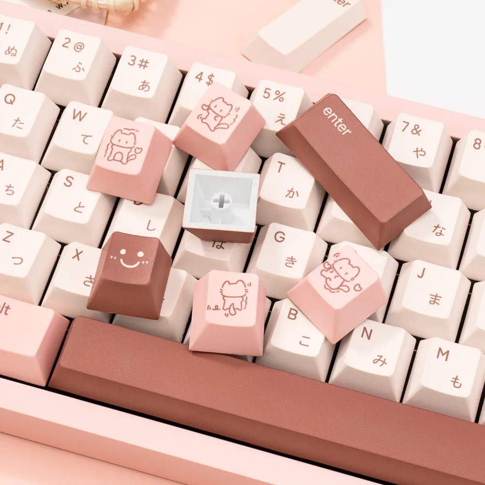 Cute Mini Font Marshmallow Keycaps, OEM Profile PBT 5-Sided Dye-Sublimation, Custom Mechanical Keyboard Keycaps