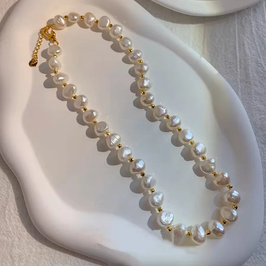 100% Natural Baroque Freshwater Pearl 14K Gold Filled Female Beads Chain Necklace Jewelry For Women Mother's Day Gifts No Fade