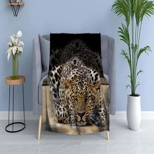 Else Carpet Else Black Coffee Wild Leopard Wellsoft Patterned 3D Tv Blankets