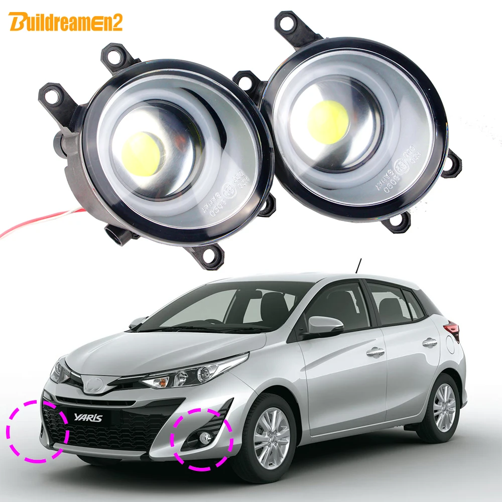 2 X Car LED COB Fog Light Angel Eye DRL Daylight H11 For Toyota Yaris P13 Hatchback 2010 2011 2012 2013 2014 2015 2016 2017 2018