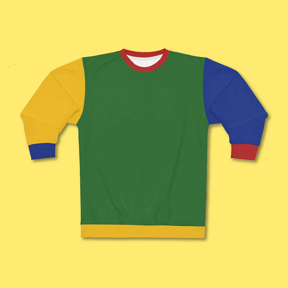 Unisex-Sweatshirt mit Farbblock-Design, Rundhalsausschnitt, für Damen und Herren, Retro-Stil, Patchwork-Muster, locker geschnitten, lange Ärmel, Streetwear-Oberteil mit Aufdruck. – Detail 5
