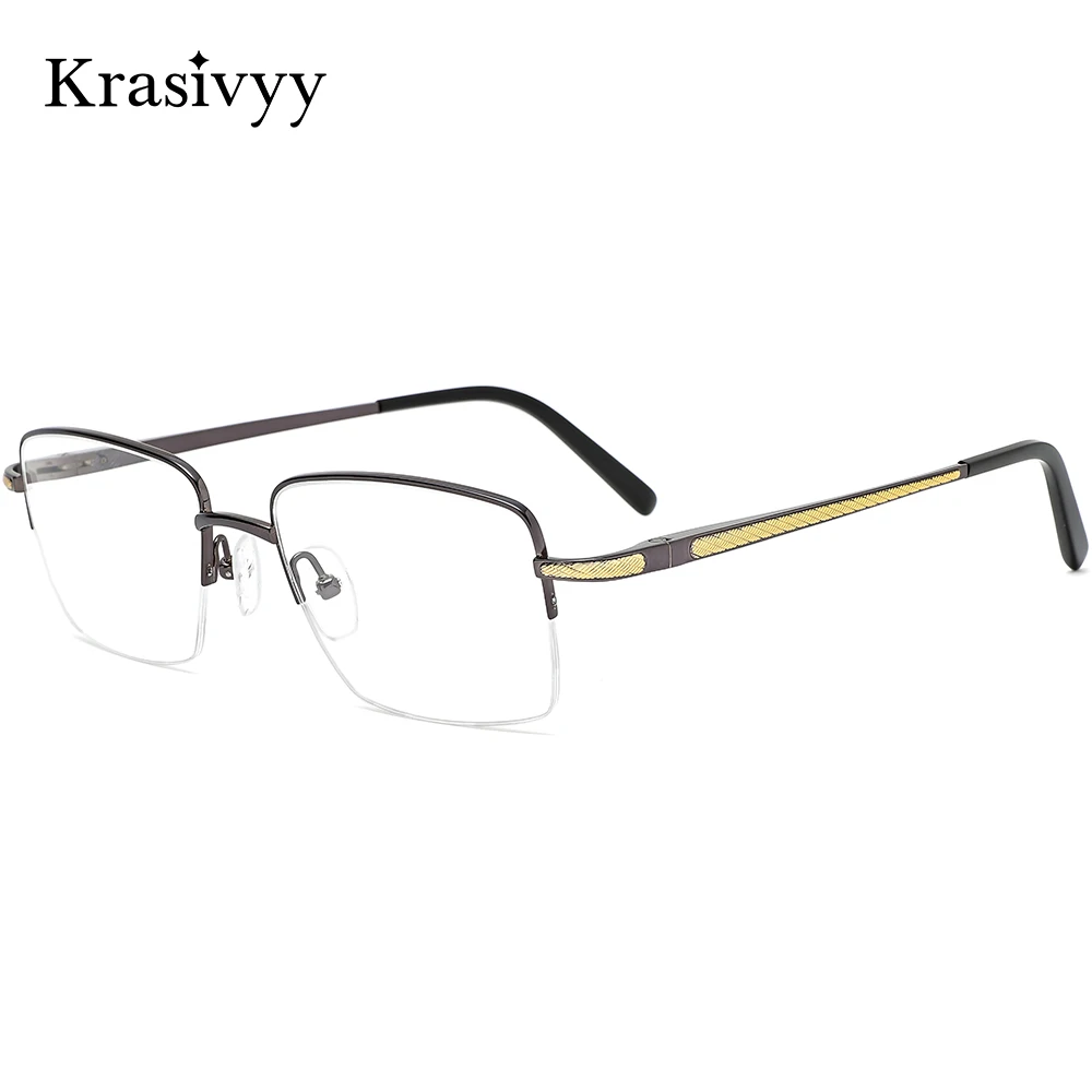 

Krasivyy Pure Titanium Glasses Frame Men Square Spring Hinge Oversize Prescription Eyeglasses Frame Male European Brand Eyewear
