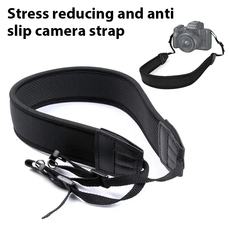 Digital Camera Universal Neck Shoulder Strap Belt Camera Shoulder Neck Straps Adjustable Thick Anti-slip Black Straps