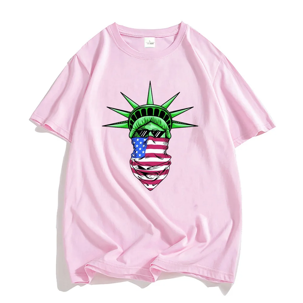 Freedom Lady Print Graphic T Shirts 100% Cotton Summers Short Sleeve Male/female Loose Casual T-shirts Hip Hop Street Tshirts