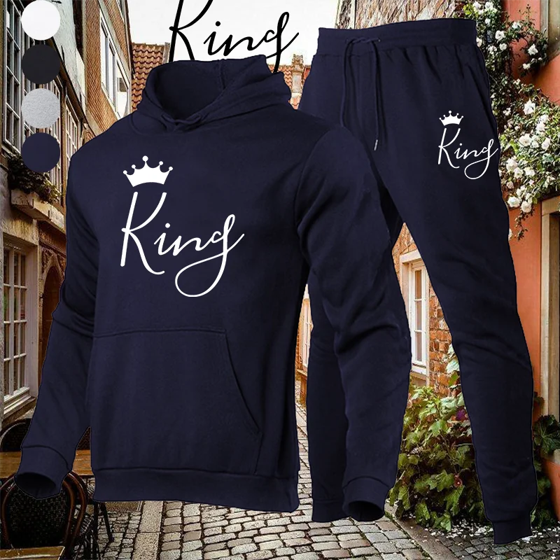 

Новая модная толстовка с капюшоном для пары Alphabet King Soulmate с героями мультфильмов - забавный свитер с капюшоном для пары + спортивные спортивные штаны, комплект из 2 предметов