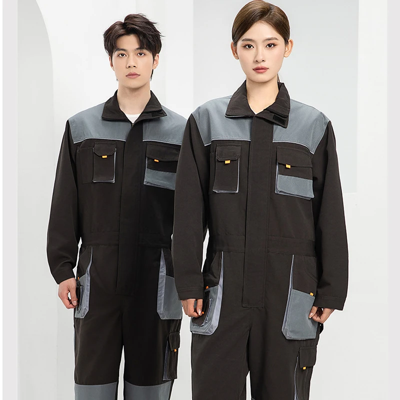 Men\'S Workshop Work Suit Multi pocket Coveralls Print logo Electrician Welder Maintenance Construction Worker Painter Jacket