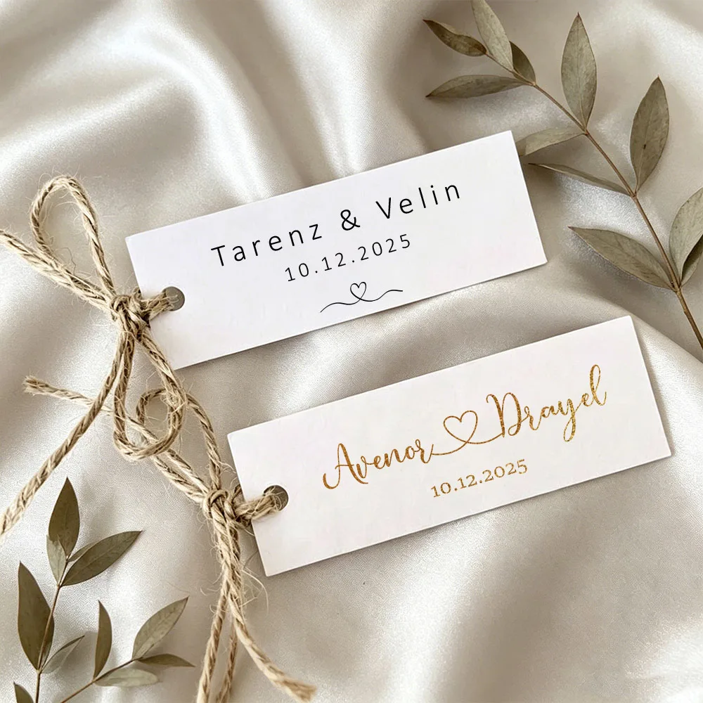 38pcs Personalized Rectangular Wedding Tags,Custom Names and Date,for DIY Packaging,Parties&Special Occasions,Rope Not Included