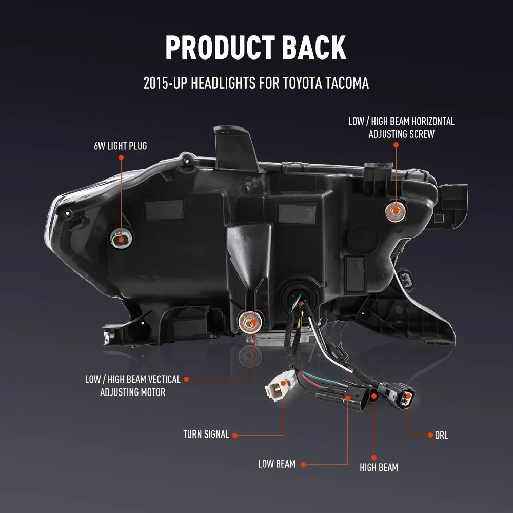 2PCs Auto Styling Kopf Lampe für Toyota Tacoma 2015-2022 LED Scheinwerfer DRL Tagfahrlicht Signal Lampen auto Zubehör