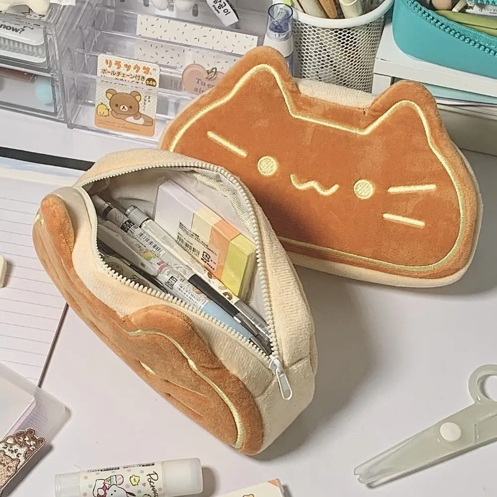 ผู้ถือดินสอแมวพิมพ์ตุ๊กตาดินสอขนาดใหญ่ความจุการ์ตูนลูกสุนัขปากกากระเป๋า Dacron เรียบง่ายปากกากระเป๋าเด็ก