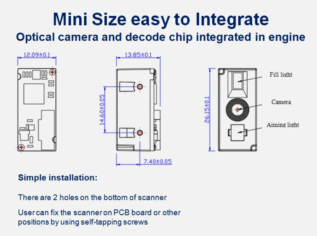Modulo scanner UART da 3,3 V con motore lettore di codici a barre Code93 per chioschi self-service e sistemi POS