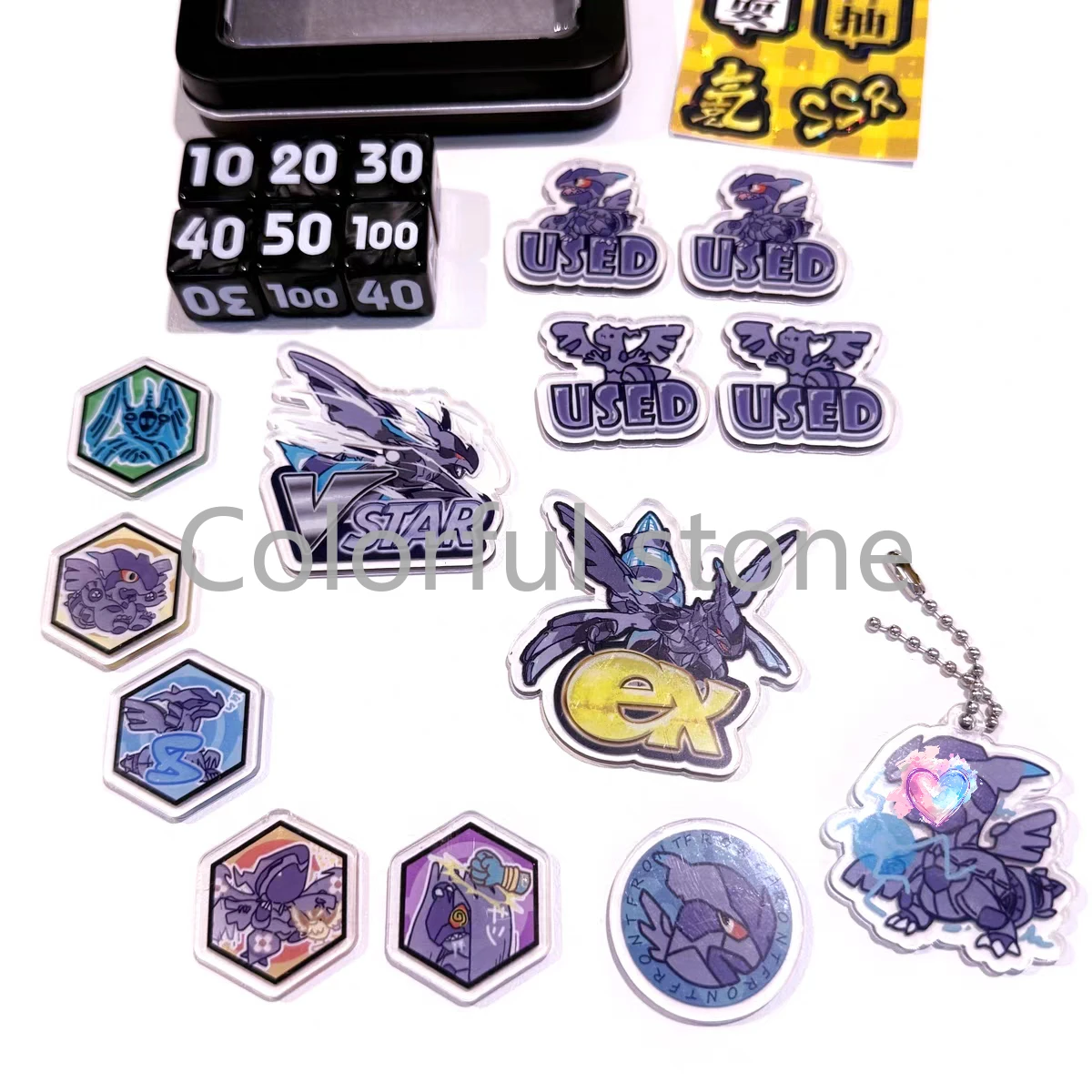 ポケモンtcgダメージカウンターセット-ゼクロムテーマダイス-vstarマーカー-exボードゲームアクセサリー-ポケモンプレイヤーとファンのためのギフト玩具