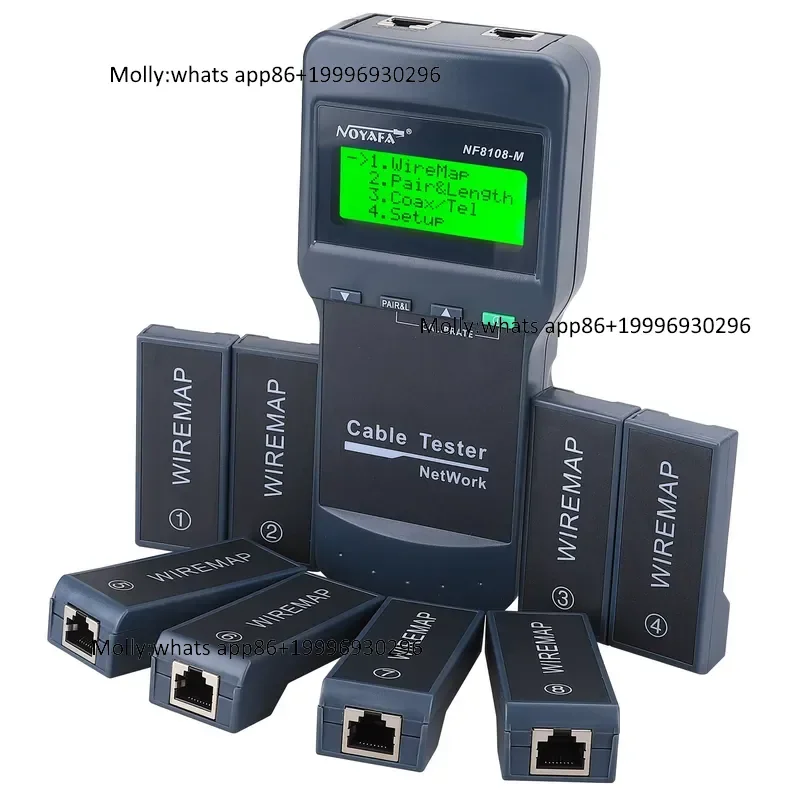 FTTH Cable Length Tester NF-8108M Network Cable Continuity Testing Cat5E/ 6E UTP STP CAT5 RJ45 With 8 Remote