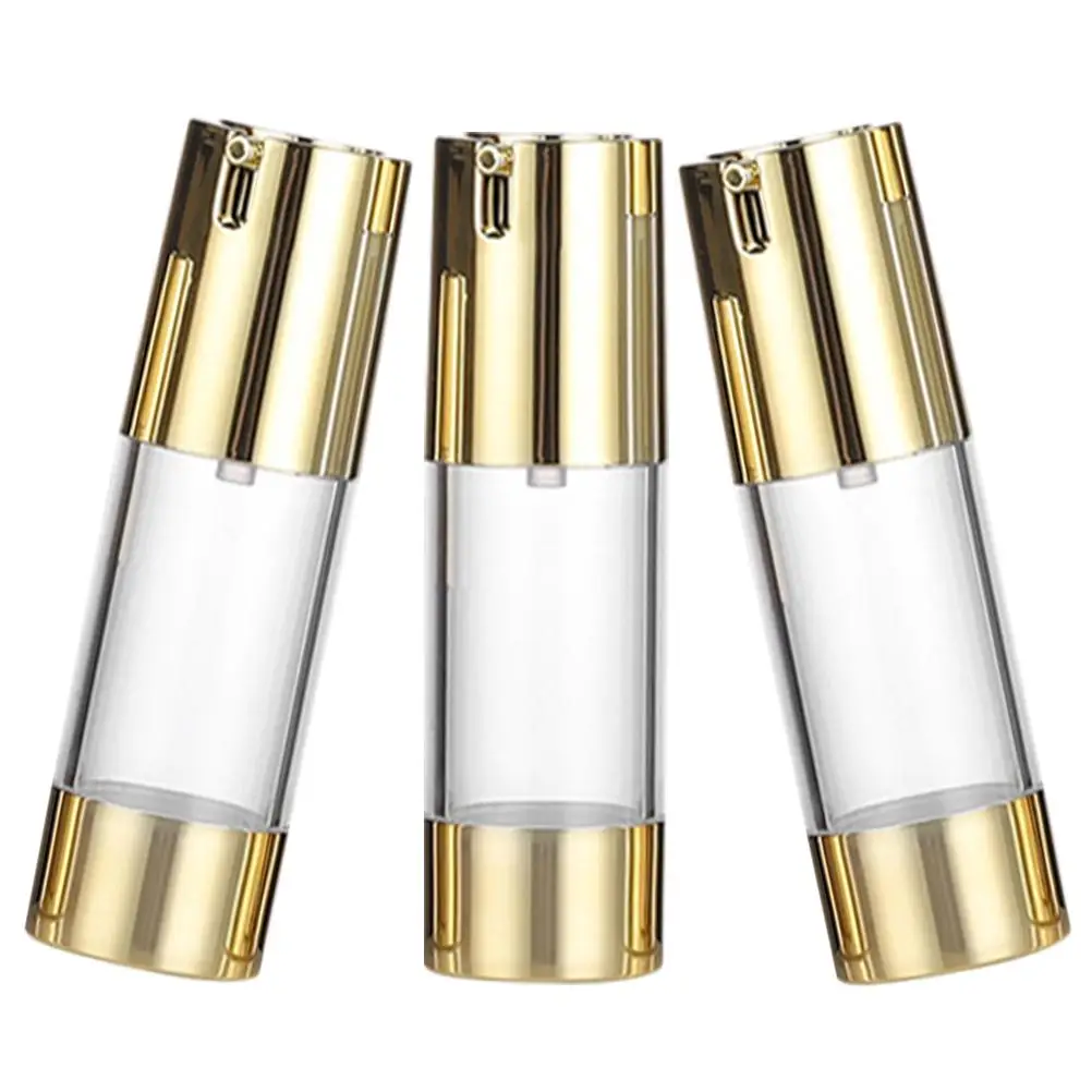 3PCS Oro Airless Pompa Bottiglia di Lozione 50ml Formato di Viaggio Vuoto Design Contenitore Idratante Fondotinta Olio Bottiglia Riutilizzabile U