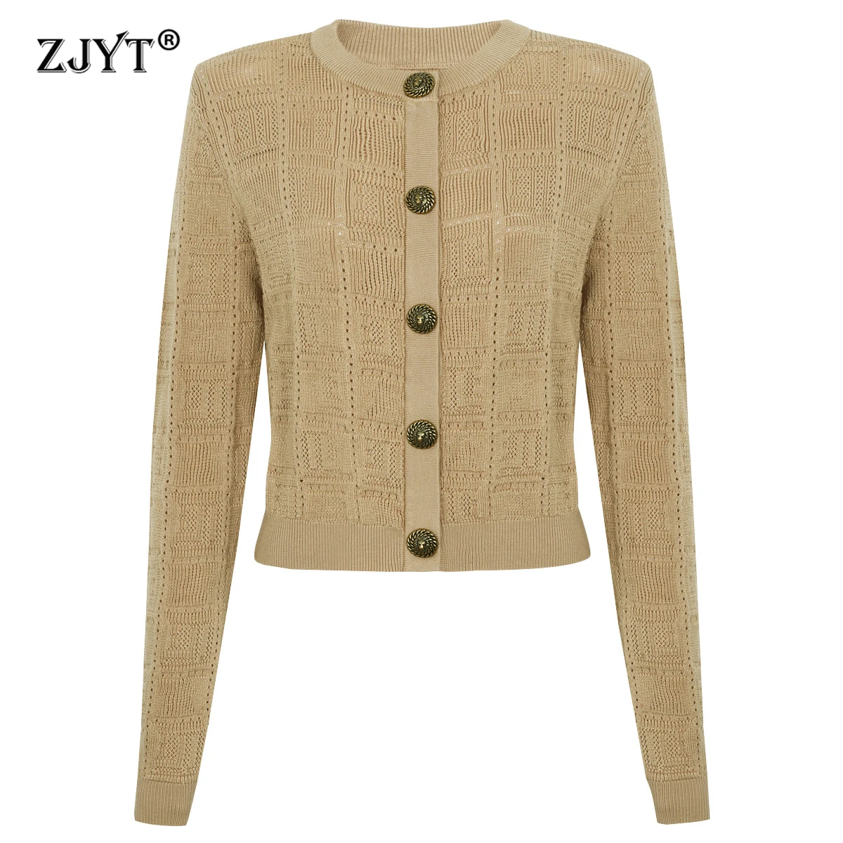 

ZJYT Fashion Spring Autumn Women Knit Tops Long Sleeve Cardigans Sweaters O Neck Single Breasted Jersey Mujer Jumper Khaki Red