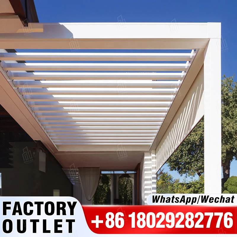 

Outdoor Garden Buildings Gazebo Exterior 3X5m Waterproof Bioclimatic Motorized Louvered Pergola Aluminium Outdoor