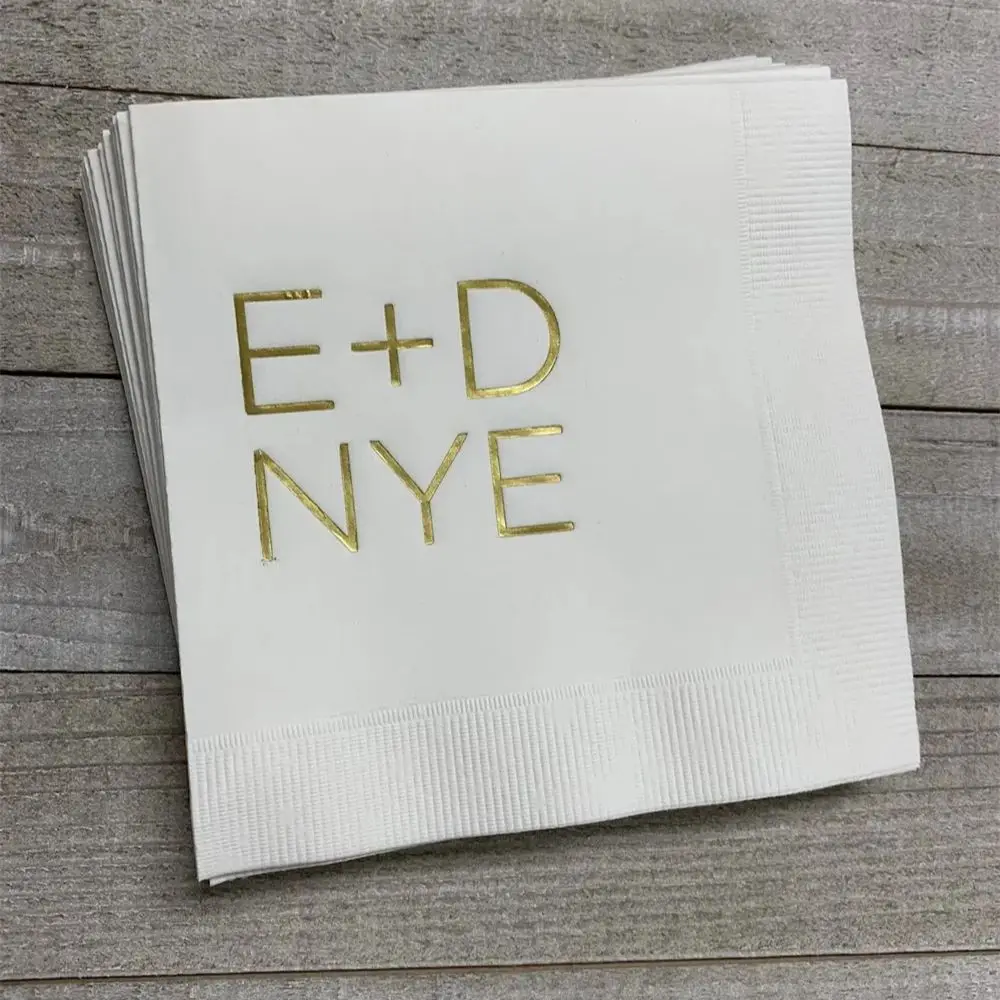 

Personalized Napkins Wedding Custom Monogram New Years Eve Rehearsal Dinner Beverage Cocktail Luncheon Dinner Guest Towels Avail