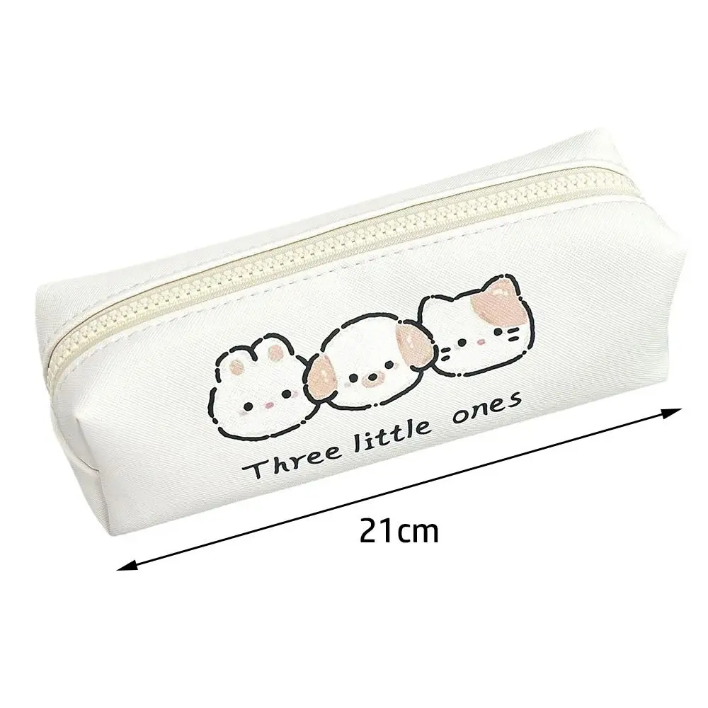 INS Animal Pattern Pen Bag Multifunctional Large Capacity Storage Bag PU Leather Stationery Organizer Boys/Girls