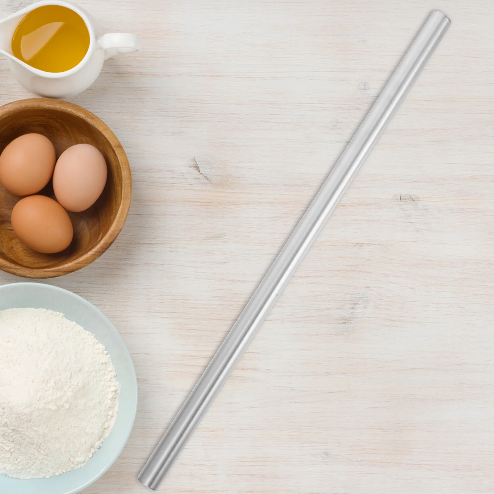 

Stainless Steel Rolling Pin Metal French Style Non Stick Dough Roller for Baking Cookies Dumplings Pizza Bread Tool