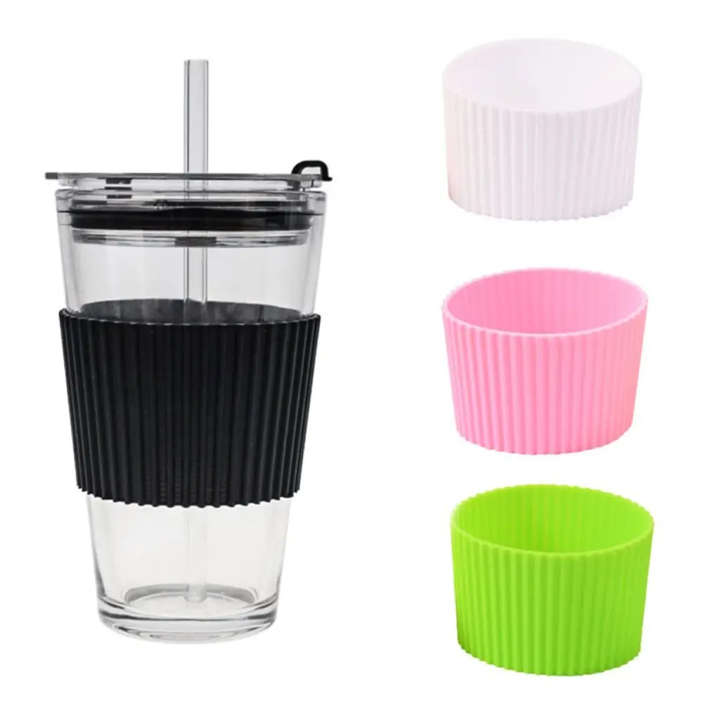 Vertical Stripes Silicone Cup Sleeve Household Heat Insulation Anti -scald Cup Cover Non-slip Thickened Mug Sleeve Coffee Cup