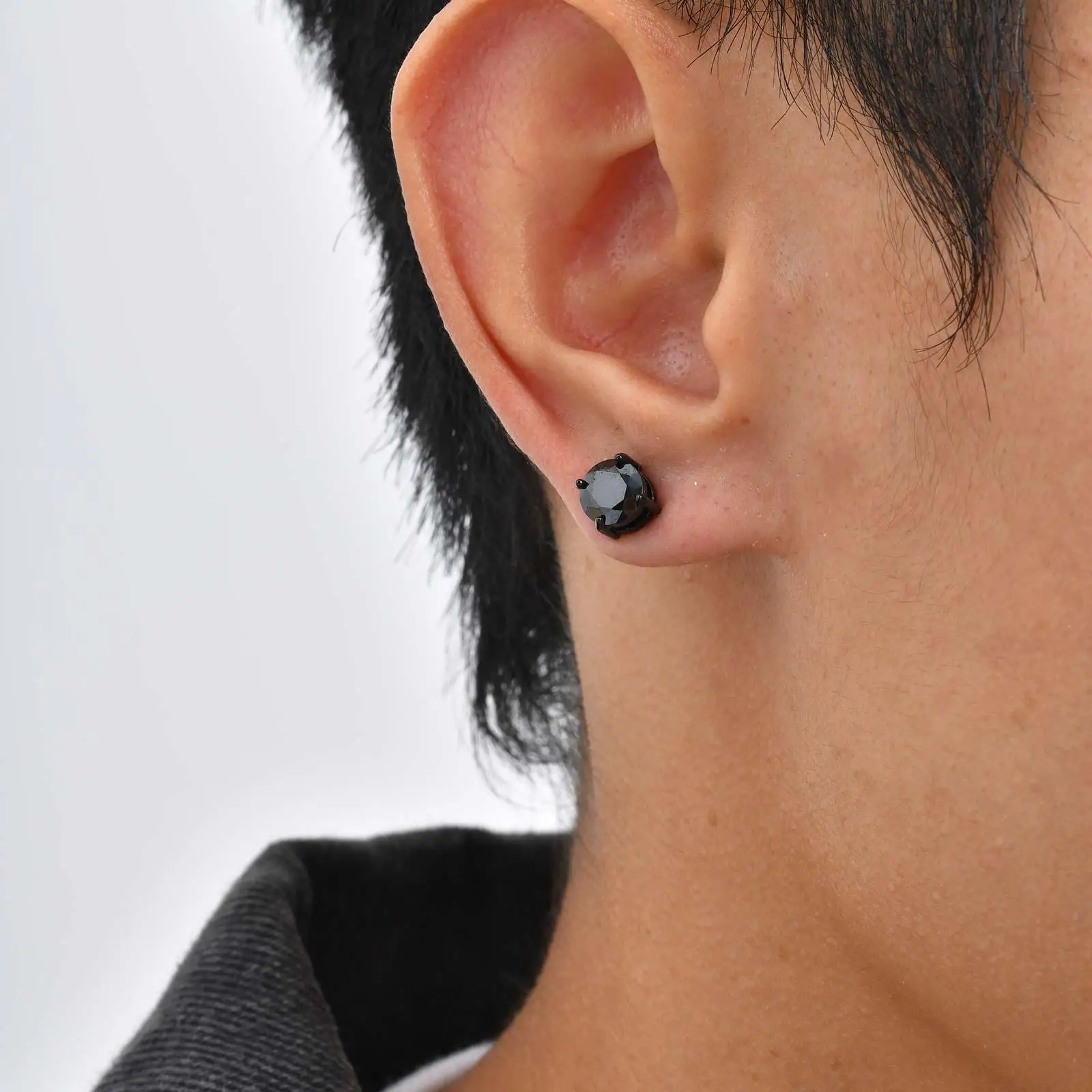 5/6/7/8mm Punk Round Zircon Magnetic Ear Studs Clips Non Piercing Stainless Steel Small Earrings for Women Men Fashion Jewelry view 5