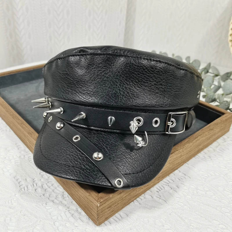 2026 New Navy Hat Women's Chain Anchor Fashion Sense of High-end Black Flat Hat Curved Brim Show Face Small Cap