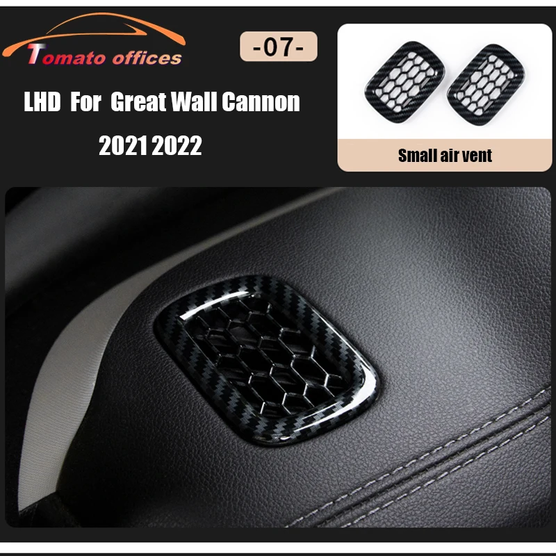 

For Great Wall Cannon Gwm Poer Ute 2021 2022 ABS Carbon Fiber Car front Small Air Outlet Decor Sticker Cover Frame Accessories