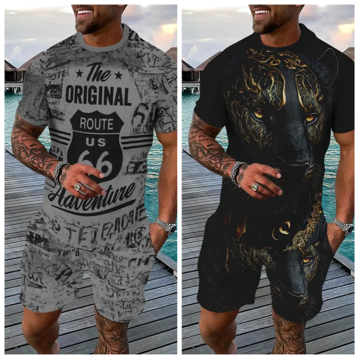 

2025-26 Summer Hot-selling New Fashion Design Luxury Trend Breathable Comfortable Men's T-shirt Short-sleeved Shorts Set