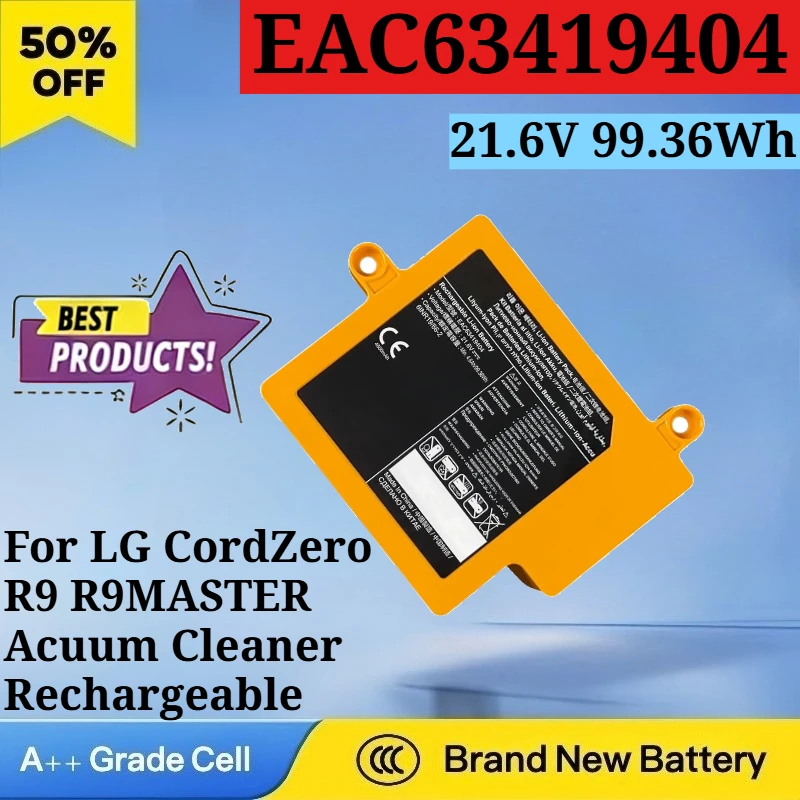 

EAC63419404 21.6V 99.36Wh 4600mAh Battery for LG CordZero R9 R9MASTER Acuum Cleaner Rechargeable Battery EAC63419402 EAC63419403