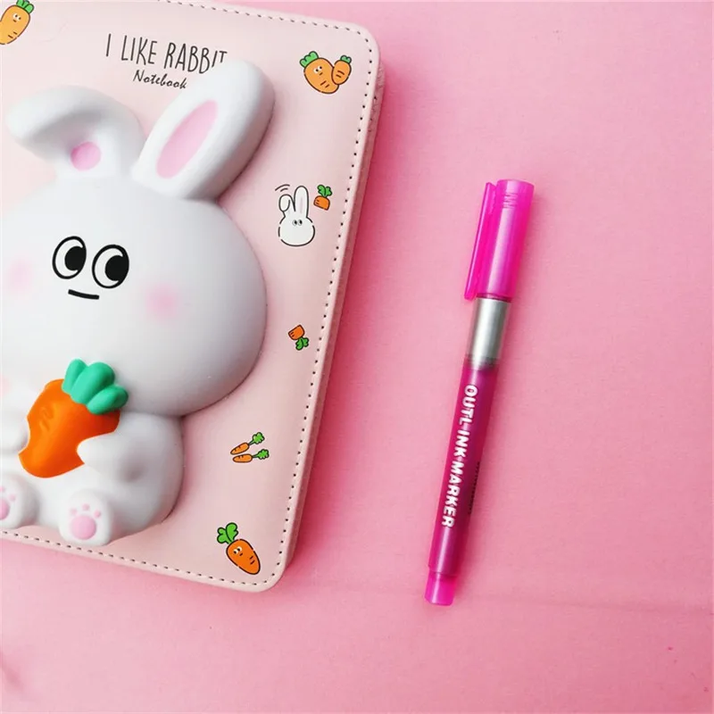 하이라이트 마커 펜, 이중 선 윤곽 펜, 8 색 셀프 윤곽 반짝이 쓰기 드로잉 펜, 카드용