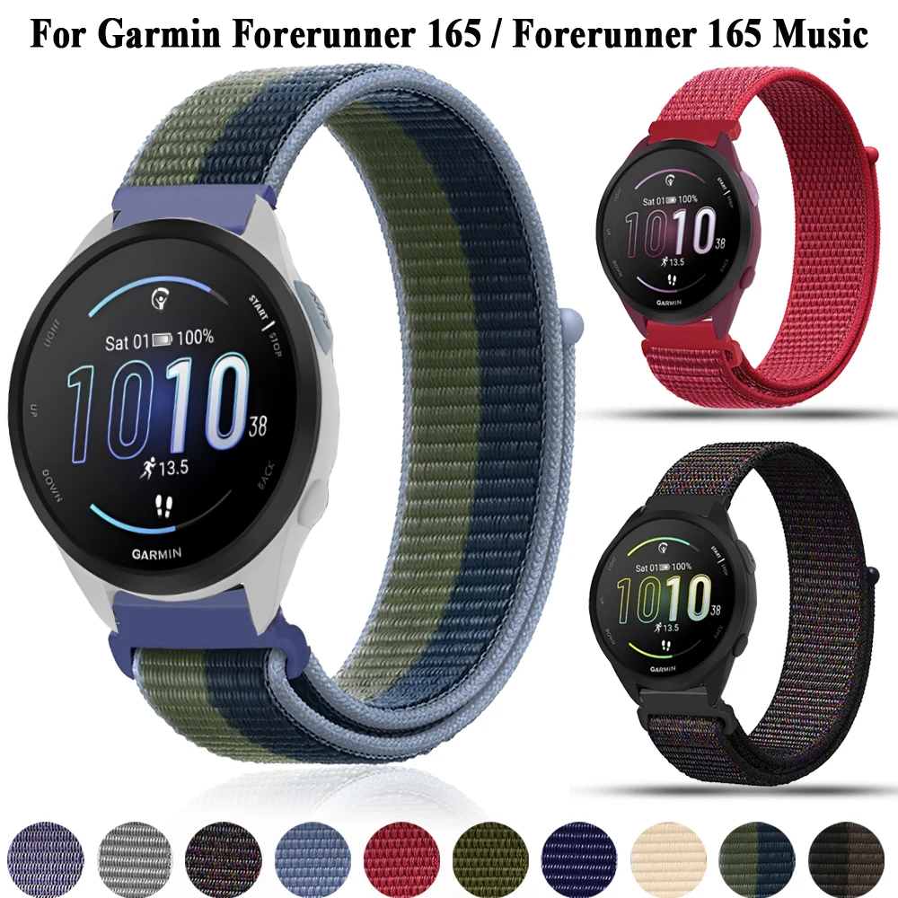 Loop Nylon Strap For Garmin Forerunner 165 645 Music 965 265 255 Watch Wristband 22mm for Vivoactive 3t 3 4 5 Watchband Bracelet