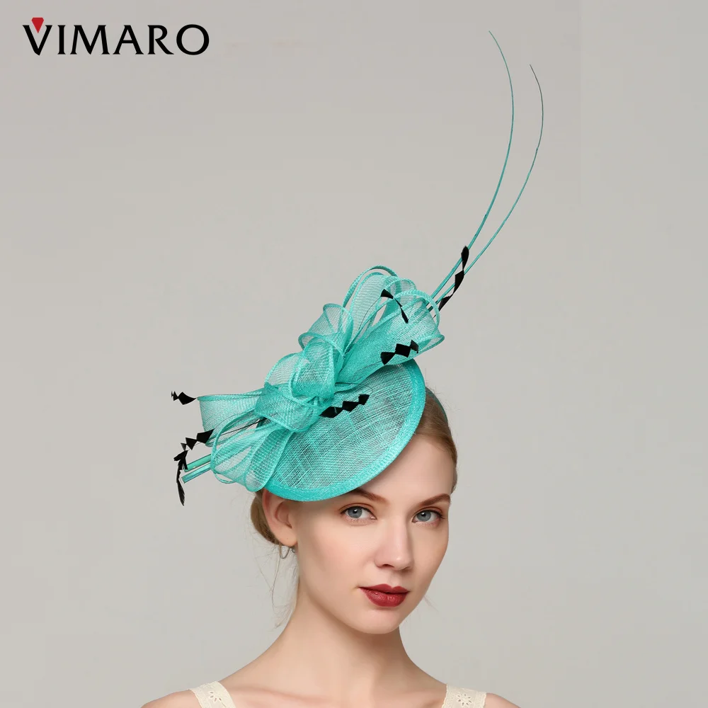 VIMARO Pink/Green Sinamay Fascinators for Women Elegant Headbands Green Fascinators for Weddings Kentucky Derby Hats Women