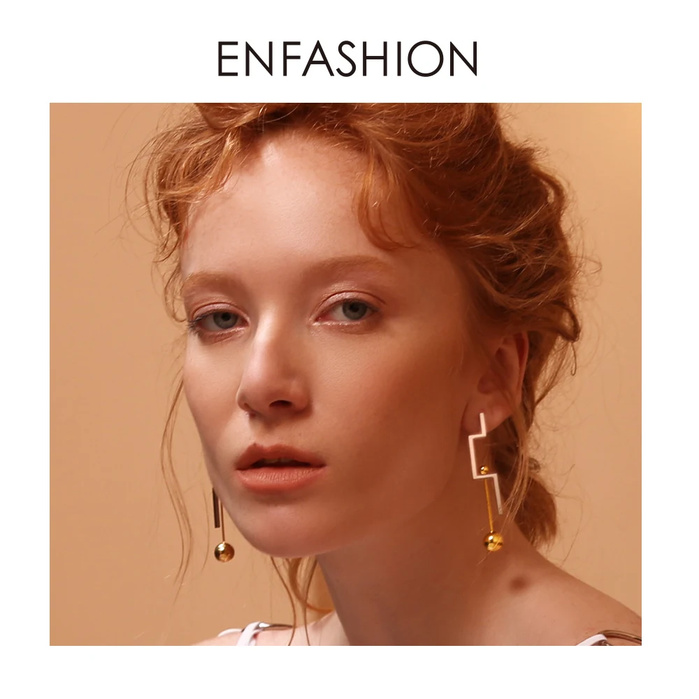 

Женские Геометрические висячие серьги Enfashion, длинные висячие серьги из нержавеющей стали контрастных цветов, ювелирные изделия EB1025