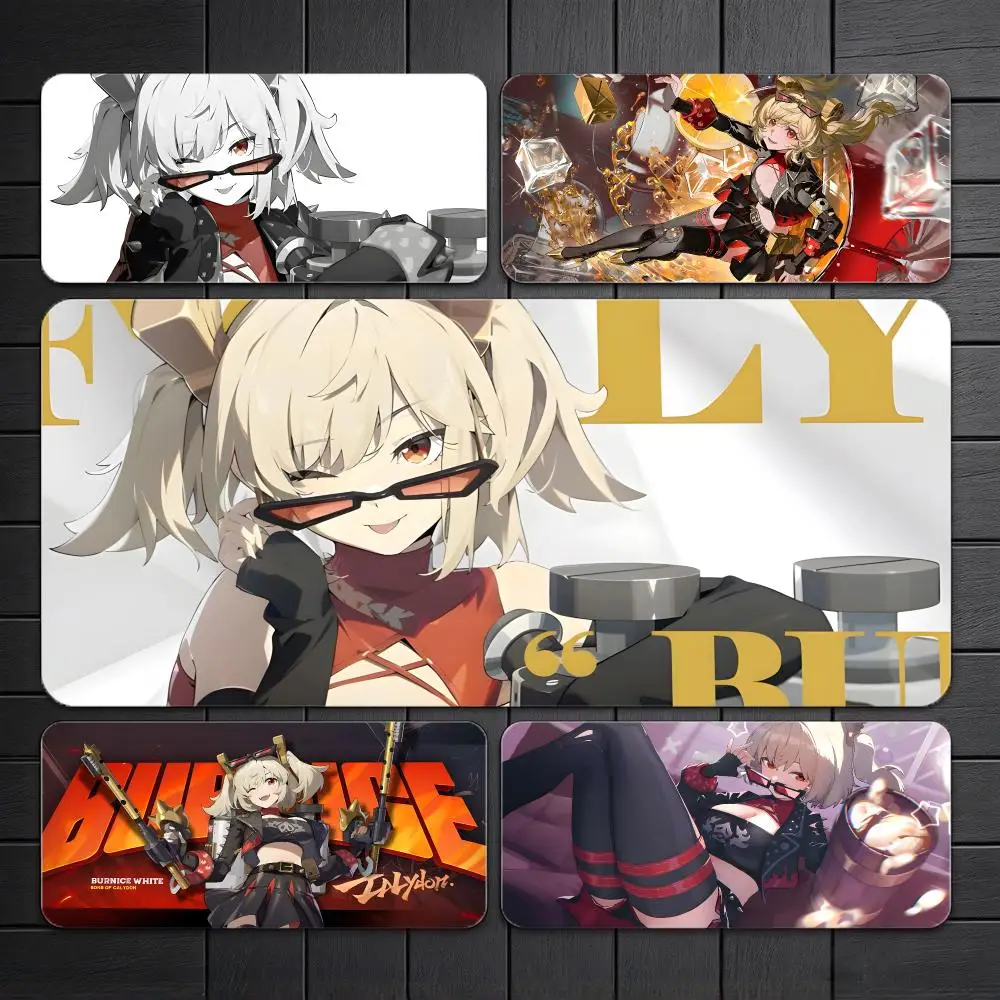 Cool Game Z-Zenless Zone Zero Burnice White Mouse Pad Gaming Desk Mat Large Mousepad Non Slip Base With Stitched Edge