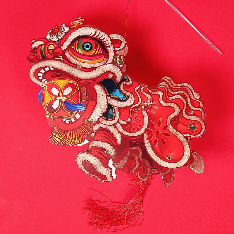 

DIY Handmade Lantern Chinese Style Festival Spring Festival Retro Traditional Paper Lantern Children New Year Lion Lantern