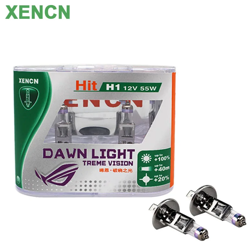 XENCN H1 Halogen Dawn Light 12V 55W P14.5s 3800K Warm White Light Original Car Head Light UV Glass Auto Bulb Fog Lamps, Pair