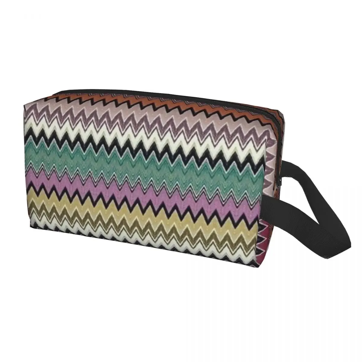 Kleurrijke Zig Zag Chevron Make-Up Tas Voor Vrouwen Reizen Cosmetische Organizer Mode Bohemian Geometrische Opslag Toilettassen