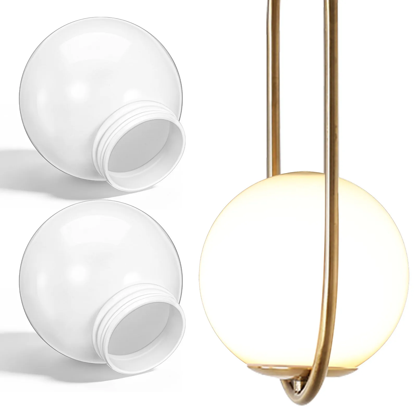 

3Pcs Globe Lamp Shade Acrylic Ball Light Cover Replacement for Chandelier Wall Lamp Living Room Bedroom Hotel Patio Decoration