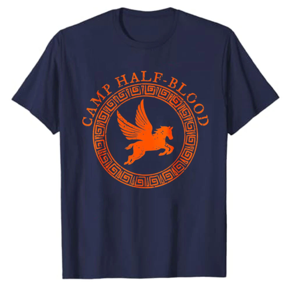 Camp Half‑Blood Pegasus Graphic T‑Shirt Casual Crew Neck Short Sleeve Cotton Tees Percy Jackson Mythology Print Streetwear Tops