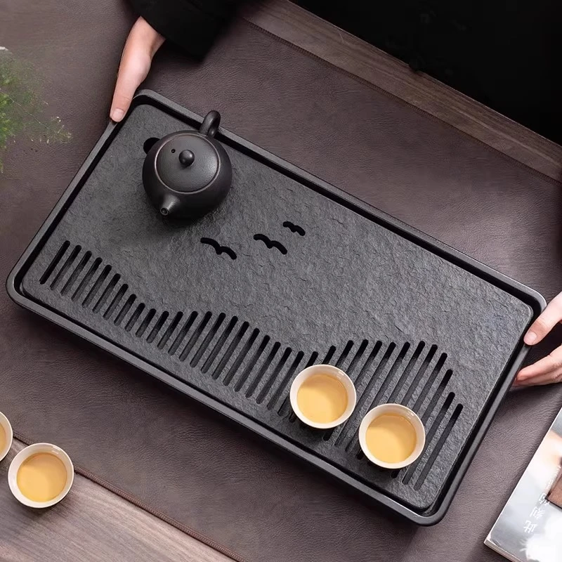 Ceramic Home Tea Tray Modern Luxury Rectangular Drainage Tea Tray Serving Living Room bandeija imperial antiga Tea Supplies