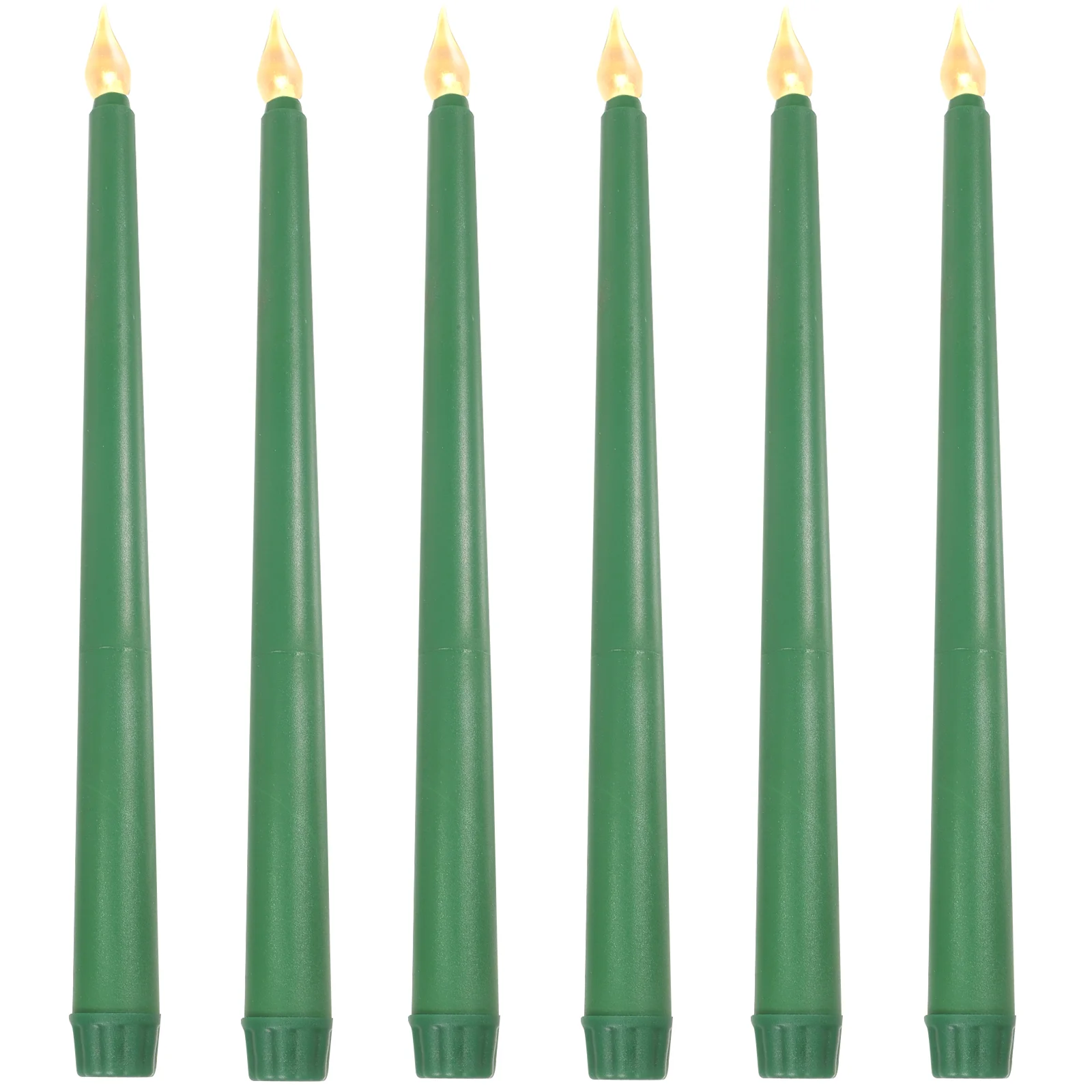 6 Pcs Colored Lights Flameless Taper Candles LED Candlesticks Operated Long Tapered