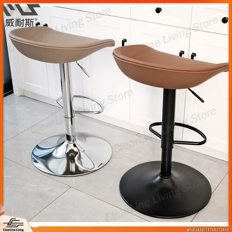 

Bar Stool Adjustable Height Swivel Bar Chair with Backrest for Kitchen Counter Bar Nail Salon Beauty Shop Cashier Desk Metal