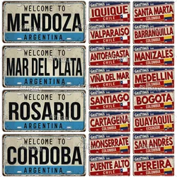 Artisian Argentina ecuador Chile Colombia License Plate Landmark Metal Sign City State Decorative Car Plate Wall Decor Garage