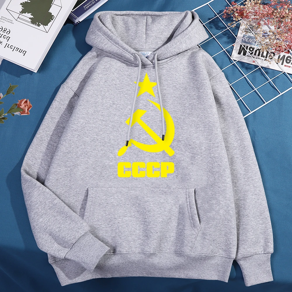 Cccp Hammer Sickle Star Men Women Hoodies New O-Neck Pullover Hoody Harajuku Fleece Sweatshirt Funny Crewneck Man Streetwear