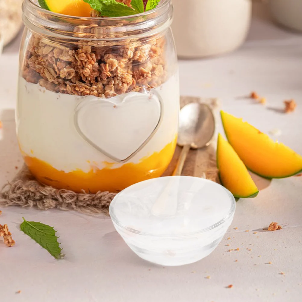 

3Pcs Small Glass Pudding Bowls Clear Dessert Cups Portable Lightweight Salad Snack Containers Bowl Set Small Clear Bowls