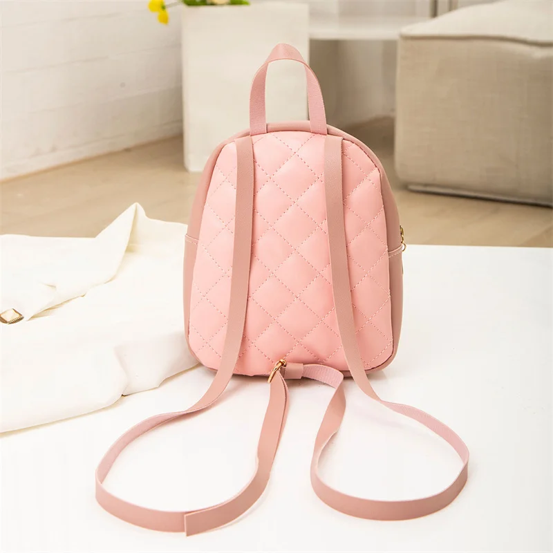 Fashion Retro Women Pu Leather Small Backpack Multi-Function Trendy Students Backpack